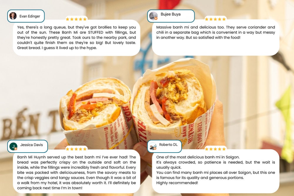 Banh Mi Huynh Hoa has received many compliments and high ratings from international visitors traveling to Ho Chi Minh City 